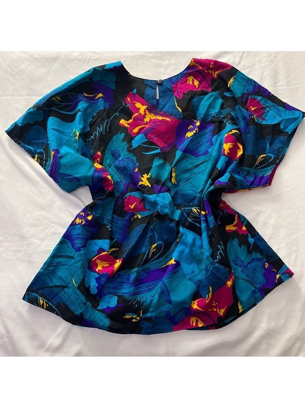 3/ $20 Vintage 80s Mr. Max Abstract Floral Blouse Plus Size 20 - Picture 4 of 7